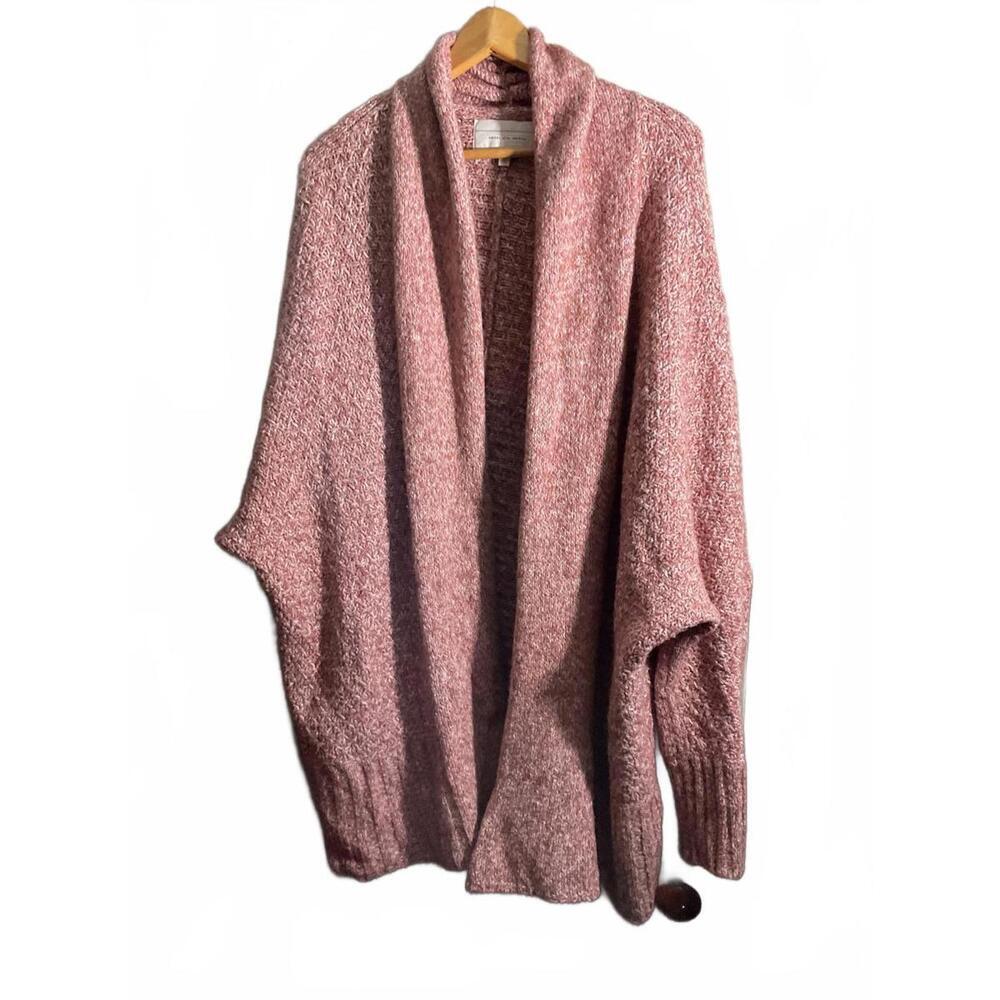 Angel of the North Alpaca Blend Cozy Pink Knit Open Front Cardigan XL